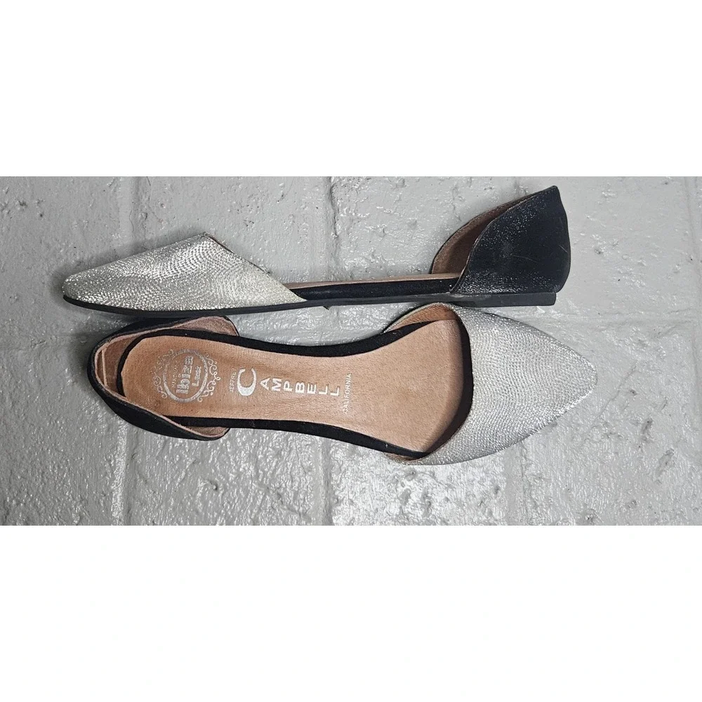 Jeffrey Campbell Women's Flat Size 8 Silver Black‎ Slip On Pointed Toe Shoes